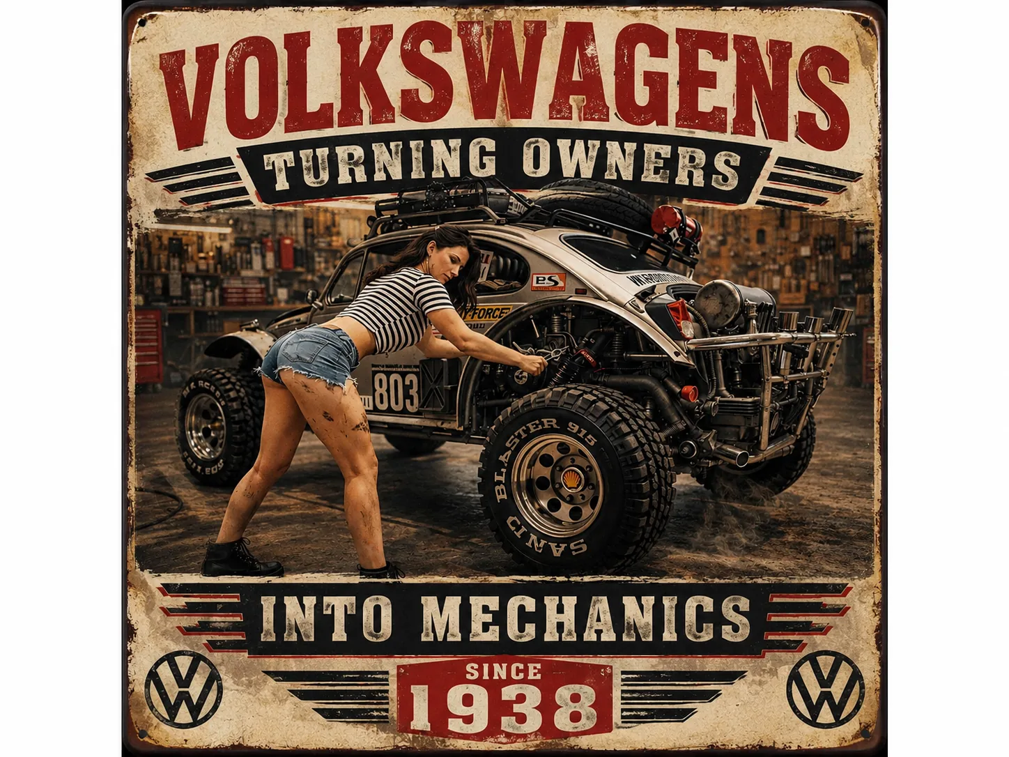Picture Frame Volkswagen – Making Mechanics Out of Drivers Since 1938 | Funny VW Garage Wall Art