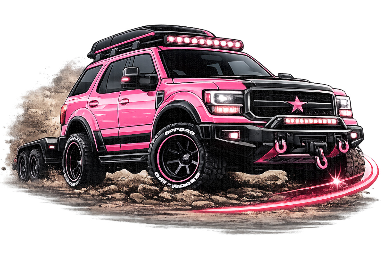 Off-road SUV climbing rocky trail